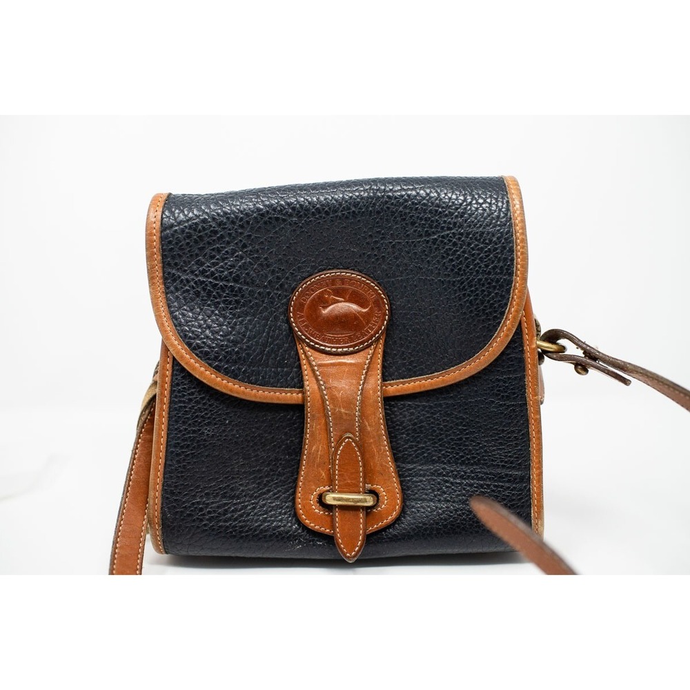 Dooney & Bourke Vintage Leather Navy British Tan Crossbody Bag AWL purse